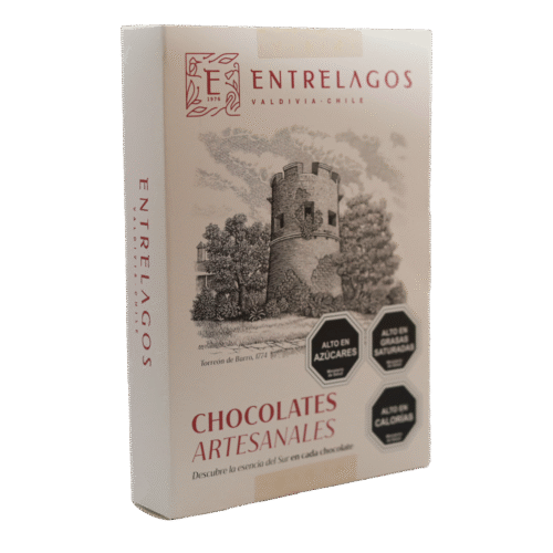 Caja de chocolates artesanales. EntreLagos (toma A) Caja torreón bombones 92 grs