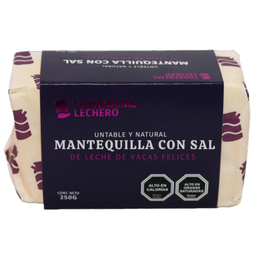Mantequilla con sal. Torrencial Lechero (toma Principal) Mantequilla 250 grs