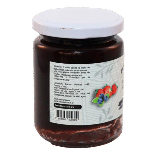 Mermelada Frutilla Arándano valle del Rahue (toma A) Mermelada Frutilla-Arándano 250 ml