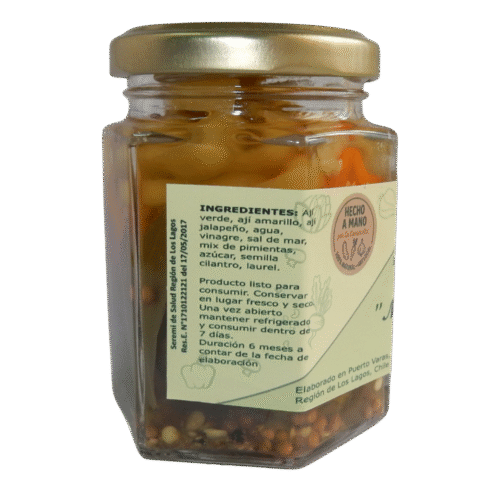 Encurtido de verduras mix ajíes (jalapeño-verde-naranjo) 180 grs