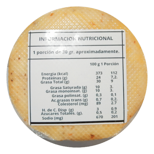 queso merken tres J (toma B) Queso gourmet merkén redondo 350 grs