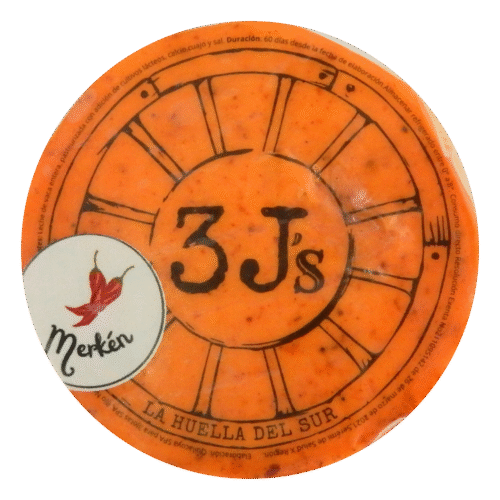 queso merken tres J (toma principal) Queso gourmet merkén redondo 350 grs