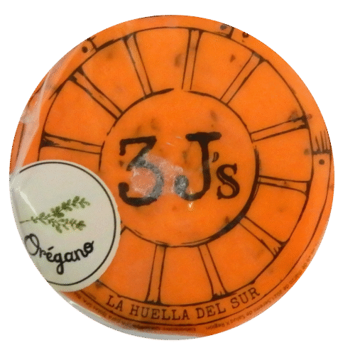 queso orégano tres J (toma principal) Queso gourmet orégano redondo 300 grs